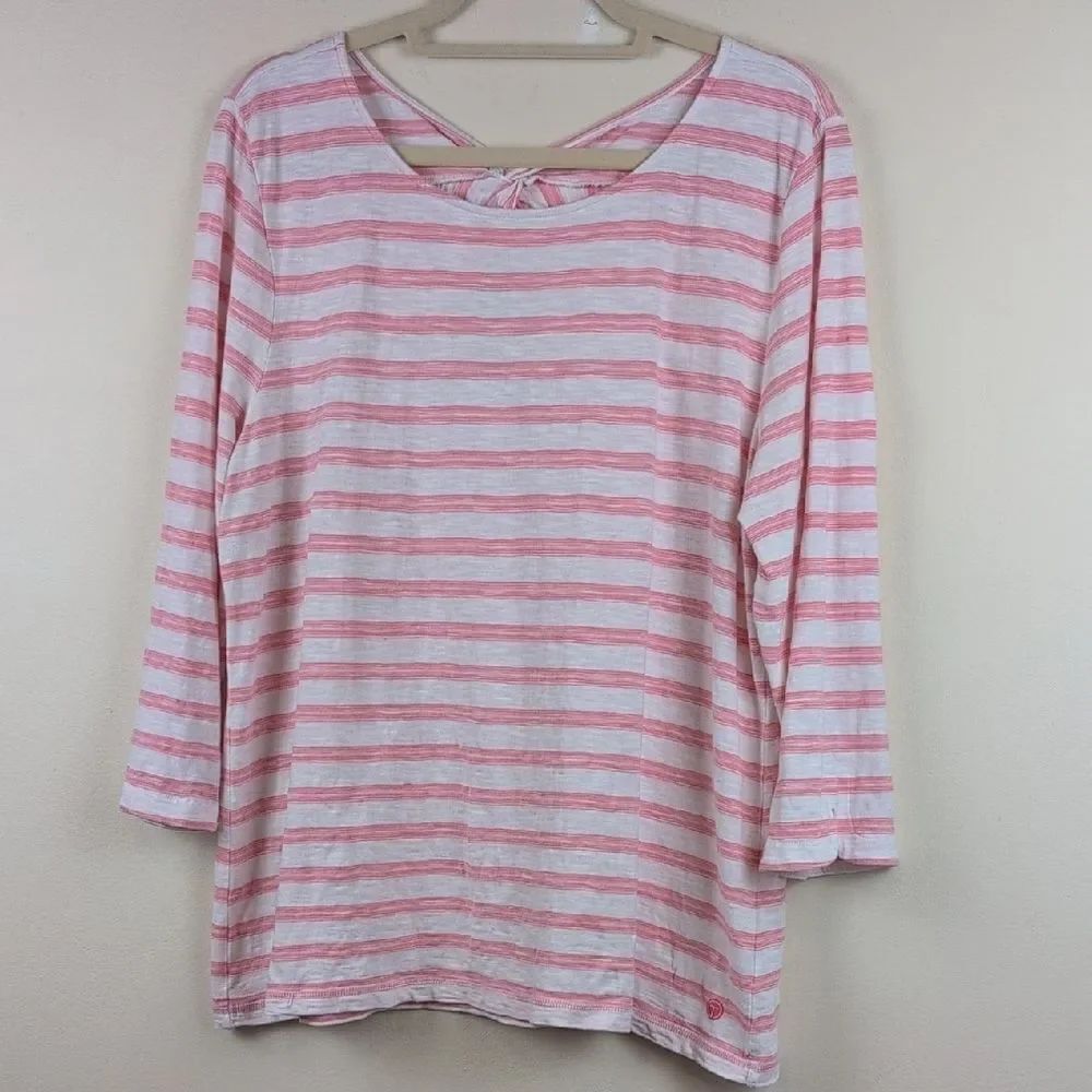 Talbot's T By Talbot's Striped Pink & White Twist Back Women's Top Size XL